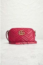 FWRD Renew Gucci GG Marmont Quilted Leather Shoulder Bag in Red, view 2, click to view large image.