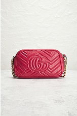 FWRD Renew Gucci GG Marmont Quilted Leather Shoulder Bag in Red, view 3, click to view large image.