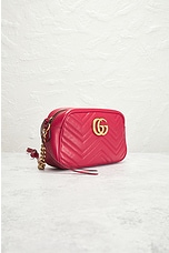 FWRD Renew Gucci GG Marmont Quilted Leather Shoulder Bag in Red, view 4, click to view large image.