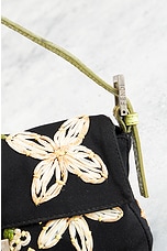 FWRD Renew Fendi Mama Floral Embroidered Baguette Shoulder Bag in Black, view 9, click to view large image.