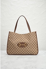 FWRD Renew Gucci Horsebit Tote Bag in Beige, view 2, click to view large image.