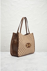 FWRD Renew Gucci Horsebit Tote Bag in Beige, view 4, click to view large image.