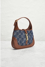 FWRD Renew Gucci Jackie GG Denim Shoulder Bag in Blue, view 4, click to view large image.