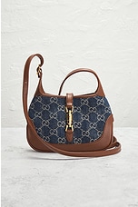 FWRD Renew Gucci Jackie GG Denim Shoulder Bag in Blue, view 5, click to view large image.