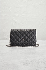 FWRD Renew Chanel Matelasse Lambskin Wallet On Chain Bag in Black, view 2, click to view large image.