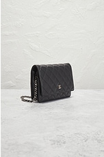 FWRD Renew Chanel Matelasse Lambskin Wallet On Chain Bag in Black, view 4, click to view large image.