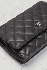 FWRD Renew Chanel Matelasse Lambskin Wallet On Chain Bag in Black, view 5, click to view large image.