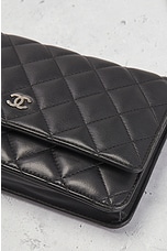 FWRD Renew Chanel Matelasse Lambskin Wallet On Chain Bag in Black, view 6, click to view large image.
