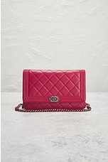 FWRD Renew Chanel Boy Wallet On Chain Bag in Red, view 2, click to view large image.