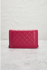 FWRD Renew Chanel Boy Wallet On Chain Bag in Red, view 3, click to view large image.