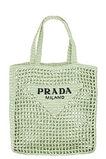 FWRD Renew Prada Tote Bag in Sage, view 1, click to view large image.