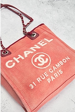 FWRD Renew Chanel Deauville PM Tote Bag in Pink, view 5, click to view large image.