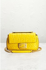 FWRD Renew Fendi Zucca Chain Shoulder Bag in Mustard, view 2, click to view large image.