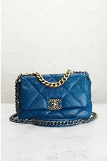 FWRD Renew Chanel Matelasse Chain Shoulder Bag in Blue, view 2, click to view large image.