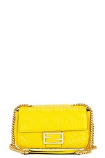 FWRD Renew Fendi Zucca Baguette 2 Way Chain Shoulder Bag in Yellow, view 1, click to view large image.