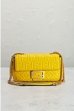FWRD Renew Fendi Zucca Baguette 2 Way Chain Shoulder Bag in Yellow, view 2, click to view large image.
