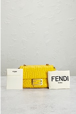 FWRD Renew Fendi Zucca Baguette 2 Way Chain Shoulder Bag in Yellow, view 9, click to view large image.