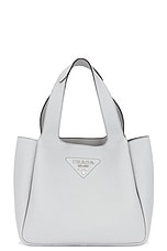 FWRD Renew Prada Vitello Daino Dynamique Handbag in Grey, view 1, click to view large image.