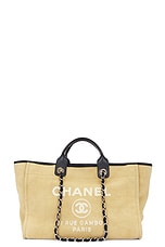 FWRD Renew Chanel Deauville GM Canvas Tote Bag in Beige, view 1, click to view large image.