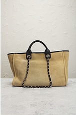 FWRD Renew Chanel Deauville GM Canvas Tote Bag in Beige, view 3, click to view large image.