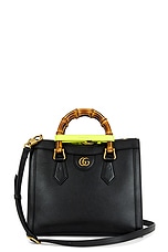 FWRD Renew Gucci Bamboo Diana 2 Way Handbag in Black, view 1, click to view large image.
