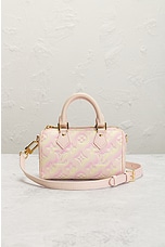 FWRD Renew Louis Vuitton Monogram Nano Speedy Handbag in Pink, view 2, click to view large image.