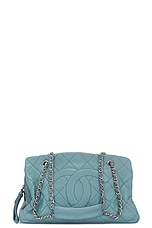 FWRD Renew Chanel Caviar Shopping Tote Bag in Blue, view 1, click to view large image.