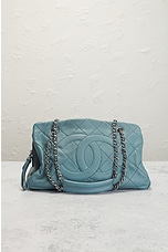 FWRD Renew Chanel Caviar Shopping Tote Bag in Blue, view 2, click to view large image.