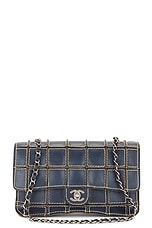 FWRD Renew Chanel Wild Stitch Chocobar Turnlock Chain Shoulder Bag in Navy, view 1, click to view large image.
