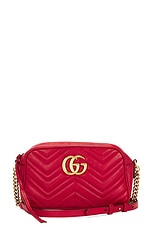 FWRD Renew Gucci GG Marmont Quilted Leather Shoulder Bag in Red, view 1, click to view large image.