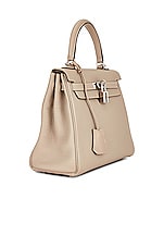 FWRD Renew Hermes Kelly 25 Handbag in Togo Leather with Palladium Hardware in Gris Tourterelle, view 3, click to view large image.