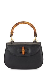 FWRD Renew Gucci Bamboo Handbag in Black, view 1, click to view large image.