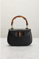 FWRD Renew Gucci Bamboo Handbag in Black, view 2, click to view large image.