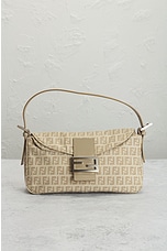 FWRD Renew Fendi Zucca Mama Shoulder Bag in Beige, view 2, click to view large image.