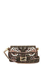 FWRD Renew Fendi Bucket Embroidered 2 Way Shoulder Bag in Brown, view 1, click to view large image.