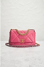 FWRD Renew Chanel Matelasse Lambskin Chain Shoulder Bag in Pink, view 2, click to view large image.