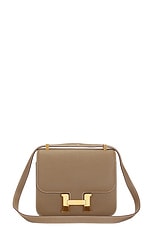 FWRD Renew Hermes A Stamp Epsom Constance 24 Shoulder Bag in Etoupe, view 1, click to view large image.