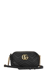 FWRD Renew Gucci GG Marmont Chain Shoulder Bag in Black, view 1, click to view large image.