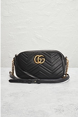 FWRD Renew Gucci GG Marmont Chain Shoulder Bag in Black, view 2, click to view large image.