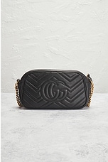 FWRD Renew Gucci GG Marmont Chain Shoulder Bag in Black, view 3, click to view large image.