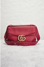 FWRD Renew Gucci GG Marmont Leather Shoulder Bag in Red, view 2, click to view large image.