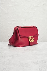 FWRD Renew Gucci GG Marmont Leather Shoulder Bag in Red, view 4, click to view large image.