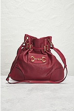 FWRD Renew Gucci Horsebit Leather Shoulder Bag in Red, view 2, click to view large image.