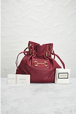 FWRD Renew Gucci Horsebit Leather Shoulder Bag in Red, view 8, click to view large image.