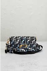 FWRD Renew Fendi Zucca 2 Way Waist Bag in Blue, view 2, click to view large image.