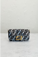 FWRD Renew Fendi Zucca 2 Way Waist Bag in Blue, view 3, click to view large image.