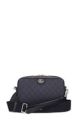 FWRD Renew Gucci GG Supreme Ophidia Shoulder Bag in Navy, view 1, click to view large image.