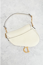FWRD Renew Dior Leather Saddle Bag in Ivory, view 3, click to view large image.