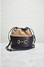 FWRD Renew Gucci Horsebit Leather Shoulder Bag in Black, view 2, click to view large image.