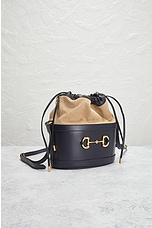 FWRD Renew Gucci Horsebit Leather Shoulder Bag in Black, view 4, click to view large image.